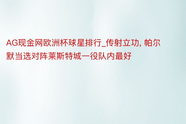 AG现金网欧洲杯球星排行_传射立功, 帕尔默当选对阵莱斯特城一役队内最好