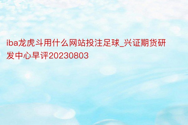 iba龙虎斗用什么网站投注足球_兴证期货研发中心早评20230803